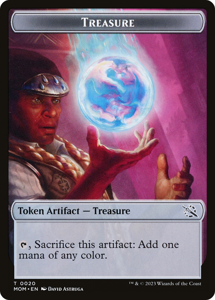 Treasure (20) // Teferi Akosa of Zhalfir Emblem Double-Sided Token [March of the Machine Tokens] | Gaming Infinity