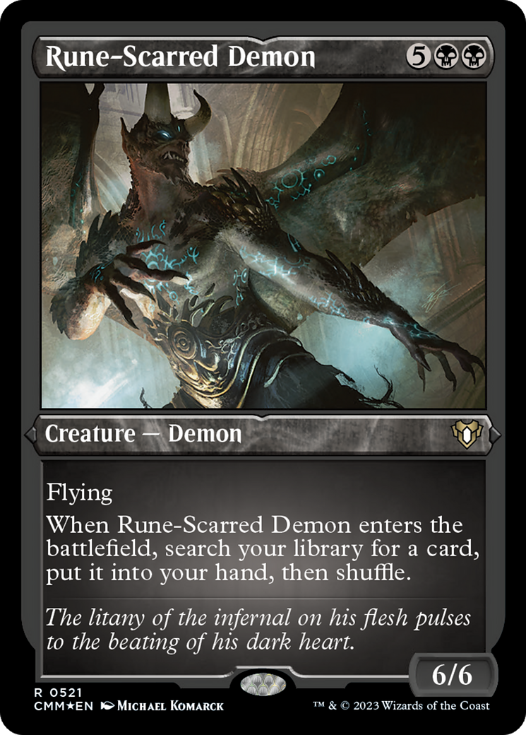 Rune-Scarred Demon (Foil Etched) [Commander Masters] | Gaming Infinity