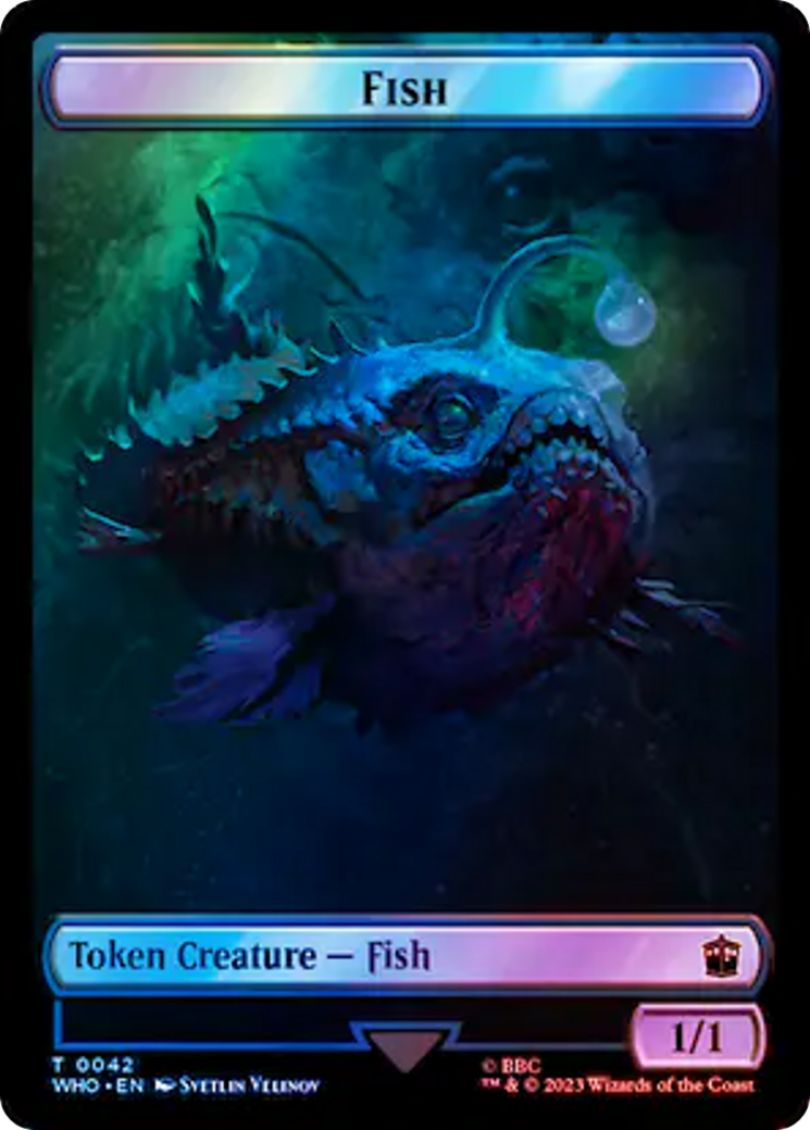 Fish // Alien Salamander Double-Sided Token (Surge Foil) [Doctor Who Tokens] | Gaming Infinity