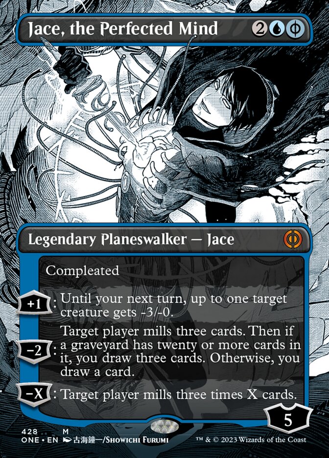 Jace, the Perfected Mind (Borderless Manga Step-and-Compleat Foil) [Phyrexia: All Will Be One] | Gaming Infinity