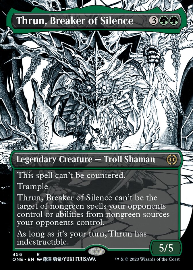 Thrun, Breaker of Silence (Borderless Manga Step-and-Compleat Foil) [Phyrexia: All Will Be One] | Gaming Infinity