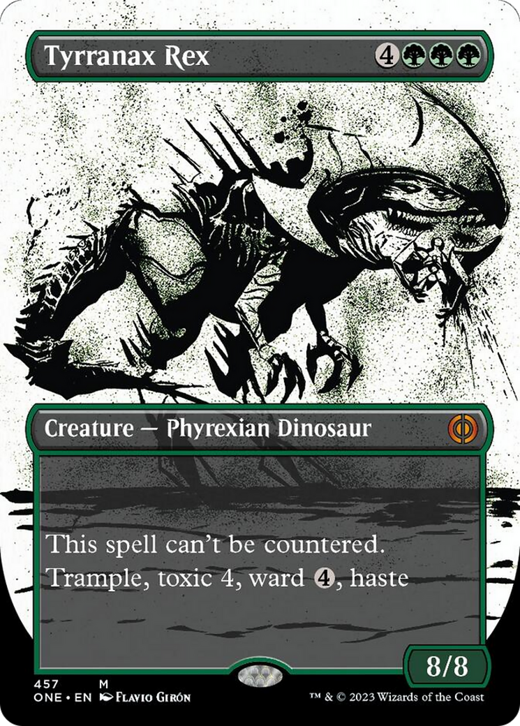 Tyrranax Rex (Borderless Ichor Step-and-Compleat Foil) [Phyrexia: All Will Be One] | Gaming Infinity