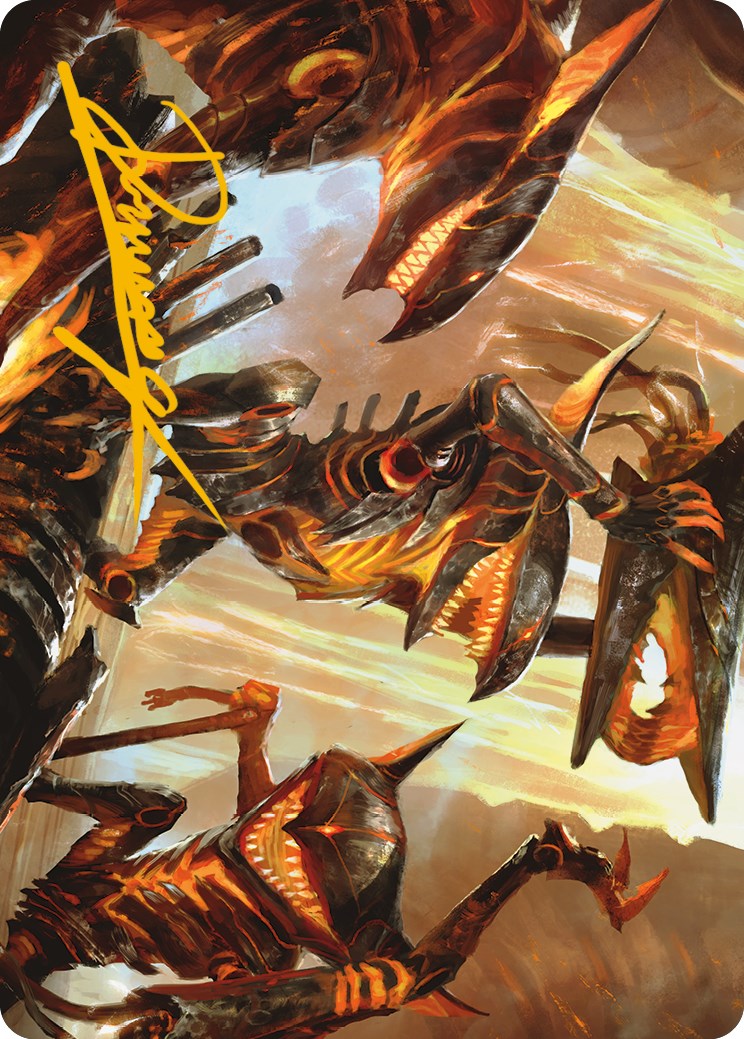 Gleeful Demolition Art Card (Gold-Stamped Signature) [Phyrexia: All Will Be One Art Series] | Gaming Infinity