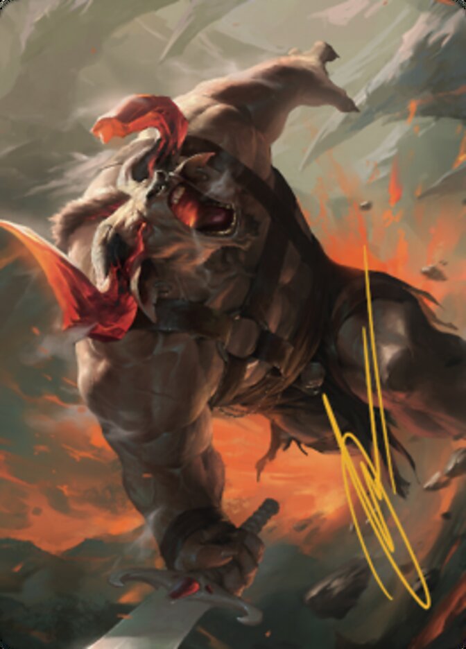 Furious Bellow Art Card (Gold-Stamped Signature) [Dominaria United Art Series] | Gaming Infinity