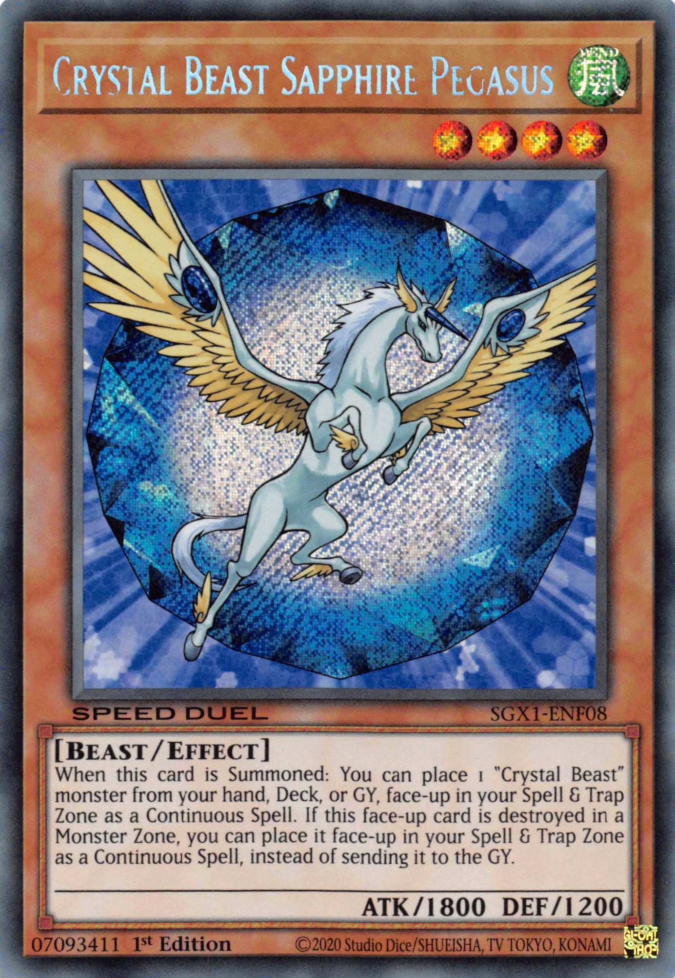 Crystal Beast Sapphire Pegasus [SGX1-ENF08] Secret Rare | Gaming Infinity