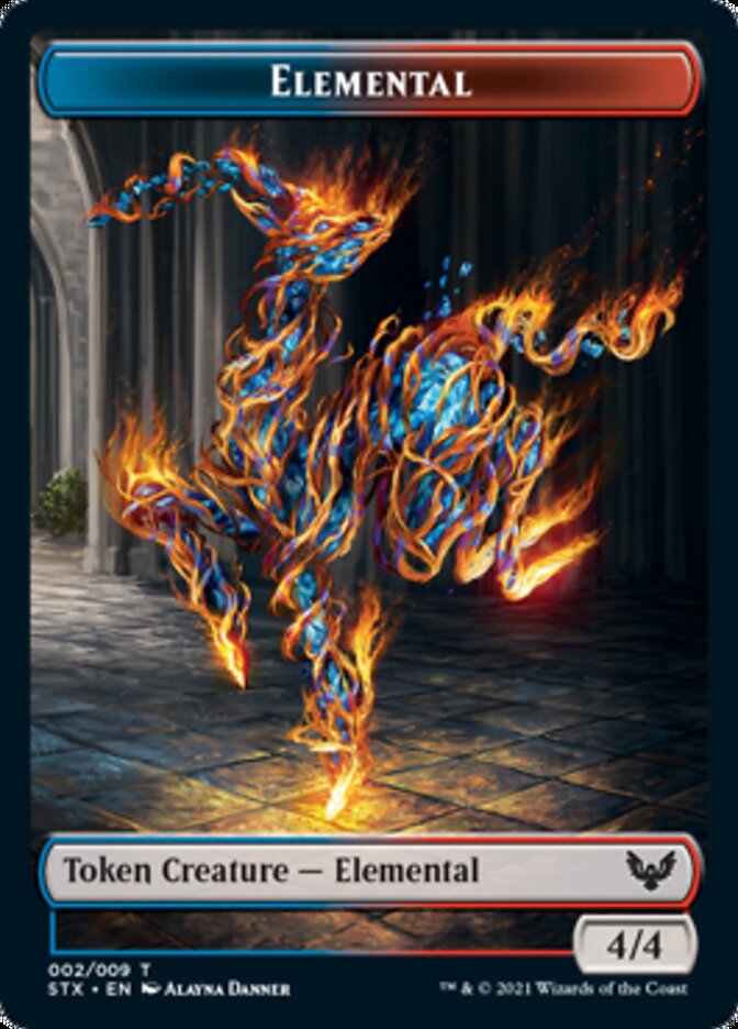 Elemental // Rowan, Scholar of Sparks Emblem Double-Sided Token [Strixhaven: School of Mages Tokens] | Gaming Infinity