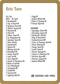 1996 Eric Tam Decklist Card [World Championship Decks] | Gaming Infinity
