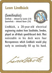 1996 Leon Lindback Biography Card [World Championship Decks] | Gaming Infinity