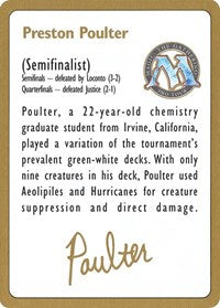 1996 Preston Poulter Biography Card [World Championship Decks] | Gaming Infinity