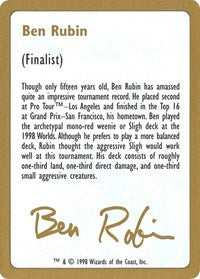 1998 Ben Rubin Biography Card [World Championship Decks] | Gaming Infinity