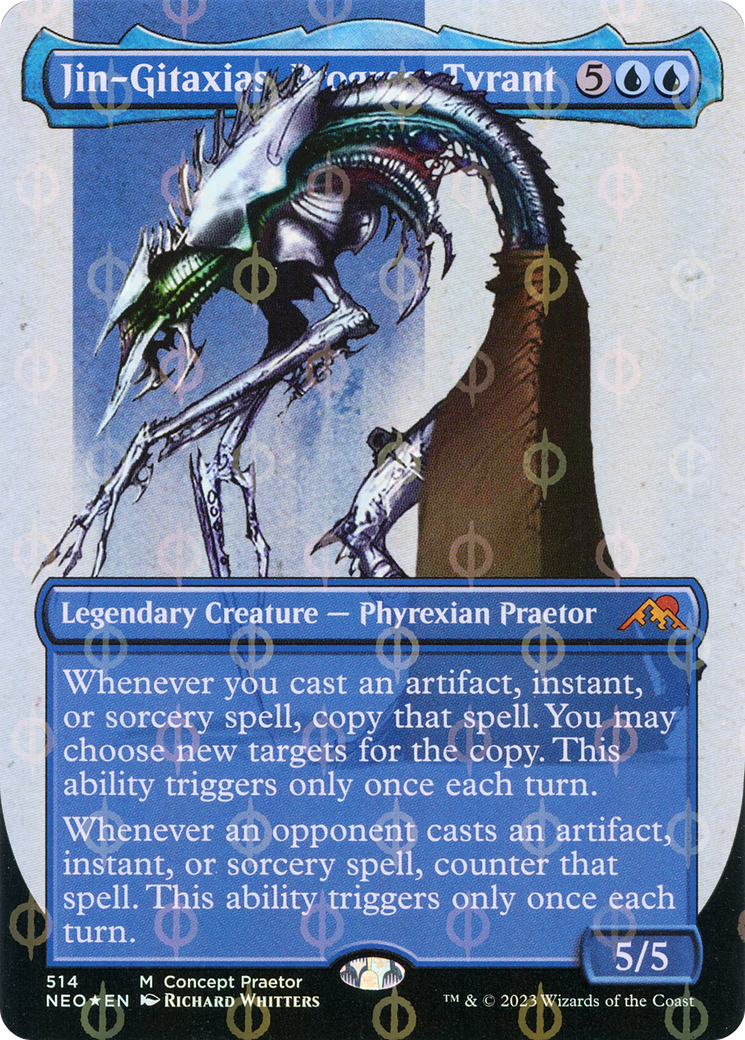 Jin-Gitaxias, Progress Tyrant (Borderless Concept Praetors Step-and-Compleat Foil) [Phyrexia: All Will Be One] | Gaming Infinity