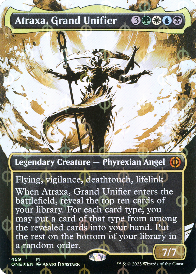 Atraxa, Grand Unifier (Borderless Ichor Step-and-Compleat Foil) [Phyrexia: All Will Be One] | Gaming Infinity