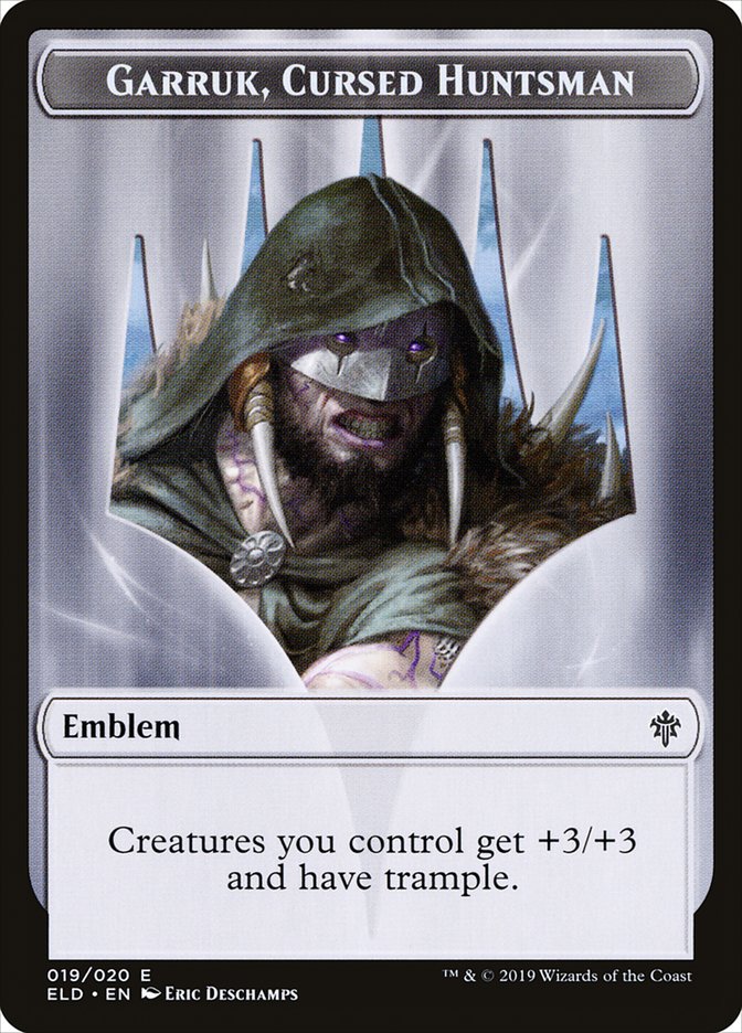 Garruk, Cursed Huntsman Emblem [Throne of Eldraine Tokens] | Gaming Infinity