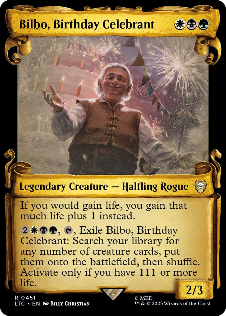 Bilbo, Birthday Celebrant [The Lord of the Rings: Tales of Middle-Earth Commander Showcase Scrolls] | Gaming Infinity