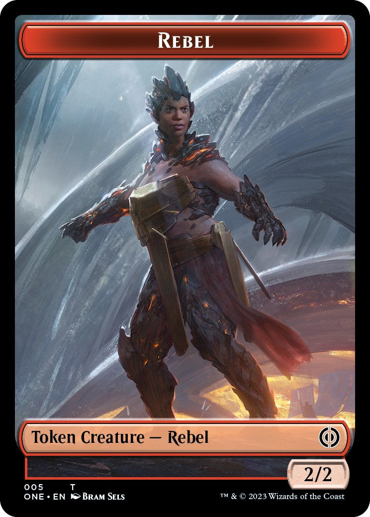 Rebel // Goblin Double-Sided Token [Phyrexia: All Will Be One Commander Tokens] | Gaming Infinity