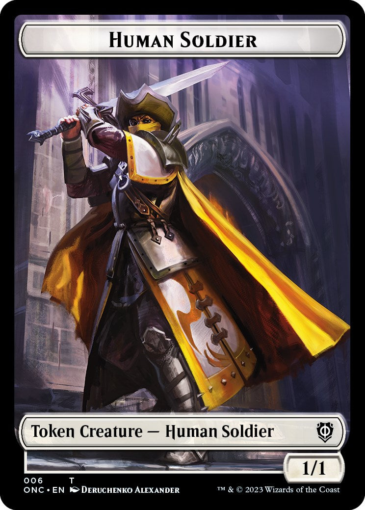 Human Soldier // Elephant Double-Sided Token [Phyrexia: All Will Be One Commander Tokens] | Gaming Infinity