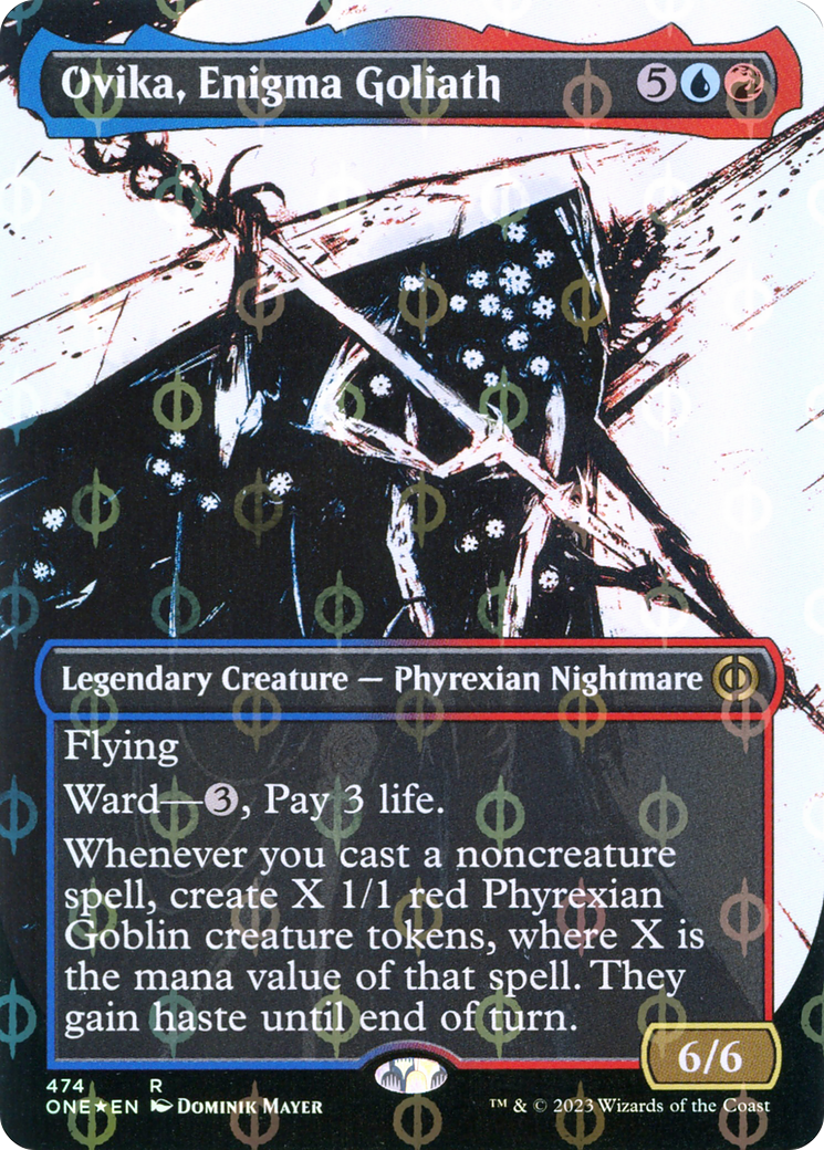 Ovika, Enigma Goliath (Borderless Ichor Step-and-Compleat Foil) [Phyrexia: All Will Be One] | Gaming Infinity