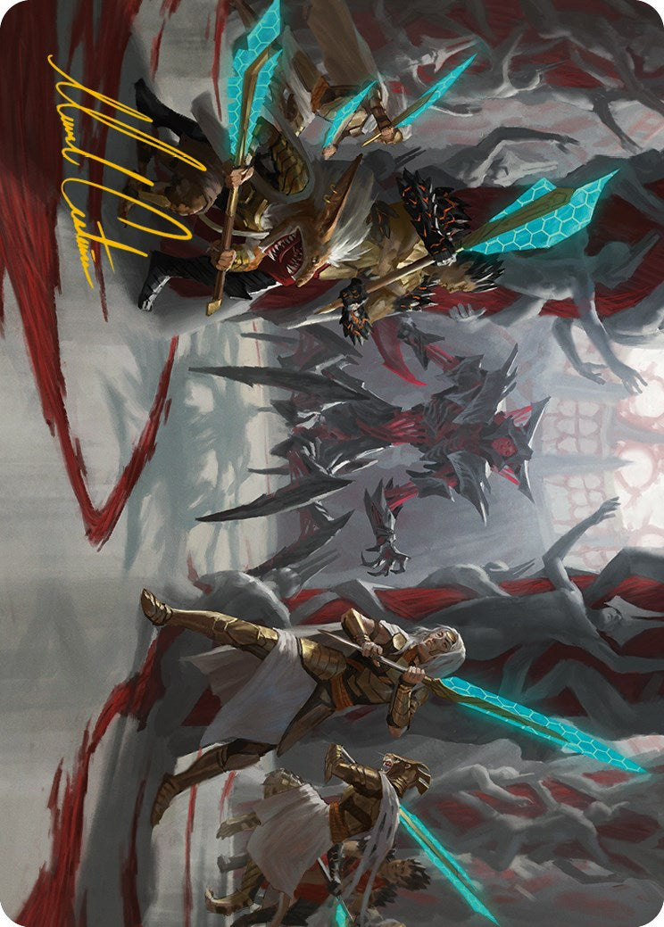 Goldwardens' Gambit Art Card (Gold-Stamped Signature) [Phyrexia: All Will Be One Art Series] | Gaming Infinity