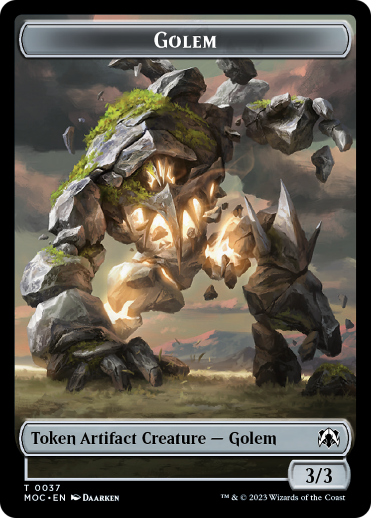 Golem // Blood Double-Sided Token [March of the Machine Commander Tokens] | Gaming Infinity