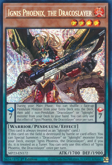 Ignis Phoenix, the Dracoslayer [MP23-EN172] Prismatic Secret Rare | Gaming Infinity