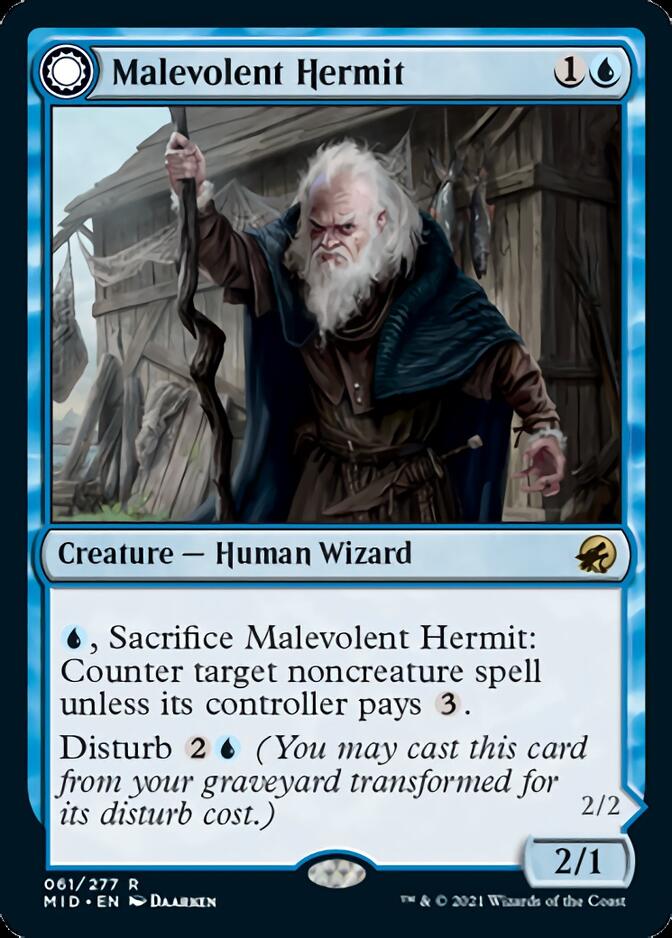 Malevolent Hermit // Benevolent Geist [Innistrad: Midnight Hunt] | Gaming Infinity