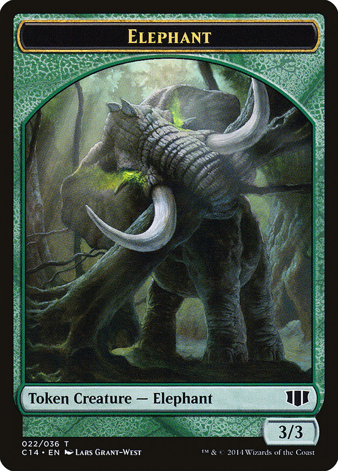 Elephant // Elf Warrior Double-sided Token [Commander 2014 Tokens] | Gaming Infinity