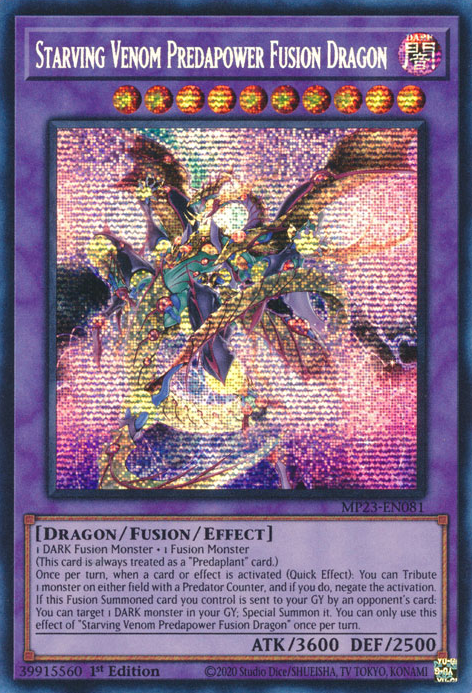 Starving Venom Predapower Fusion Dragon [MP23-EN081] Prismatic Secret Rare | Gaming Infinity