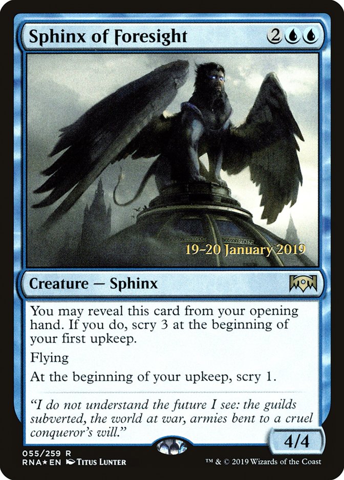 Sphinx of Foresight [Ravnica Allegiance Prerelease Promos] | Gaming Infinity