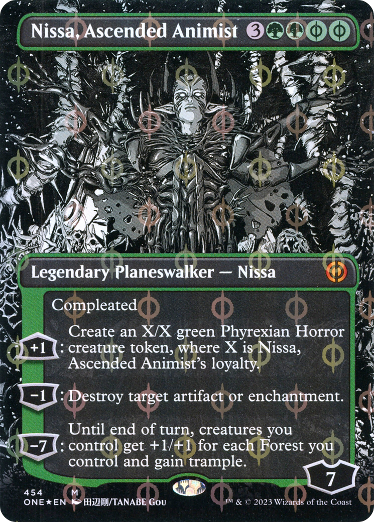 Nissa, Ascended Animist (Borderless Manga Step-and-Compleat Foil) [Phyrexia: All Will Be One] | Gaming Infinity