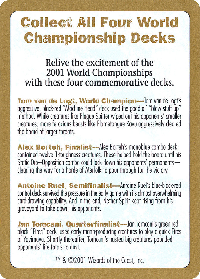 2001 World Championships Ad [World Championship Decks 2001] | Gaming Infinity