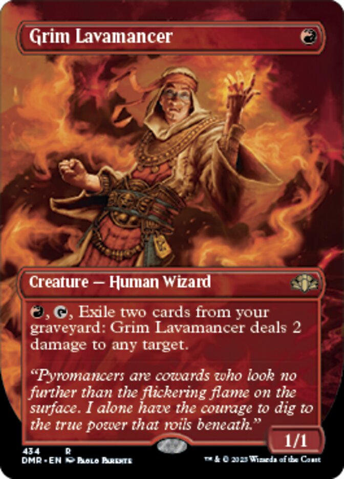 Grim Lavamancer (Borderless Alternate Art) [Dominaria Remastered] | Gaming Infinity