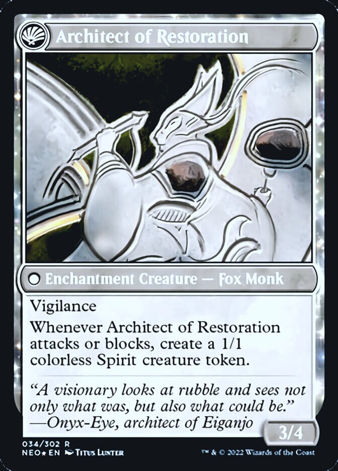 The Restoration of Eiganjo // Architect of Restoration [Kamigawa: Neon Dynasty Prerelease Promos] | Gaming Infinity