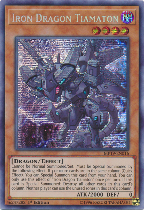 Iron Dragon Tiamaton [MP19-EN016] Prismatic Secret Rare | Gaming Infinity