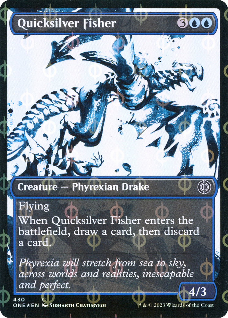 Quicksilver Fisher (Showcase Ichor Step-and-Compleat Foil) [Phyrexia: All Will Be One] | Gaming Infinity