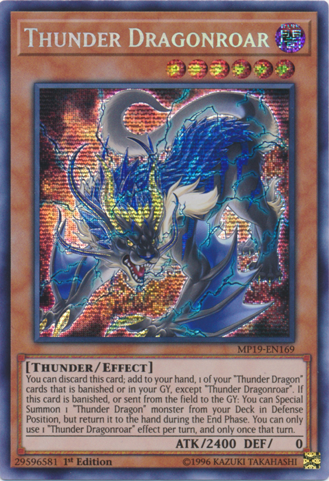 Thunder Dragonroar [MP19-EN169] Prismatic Secret Rare | Gaming Infinity