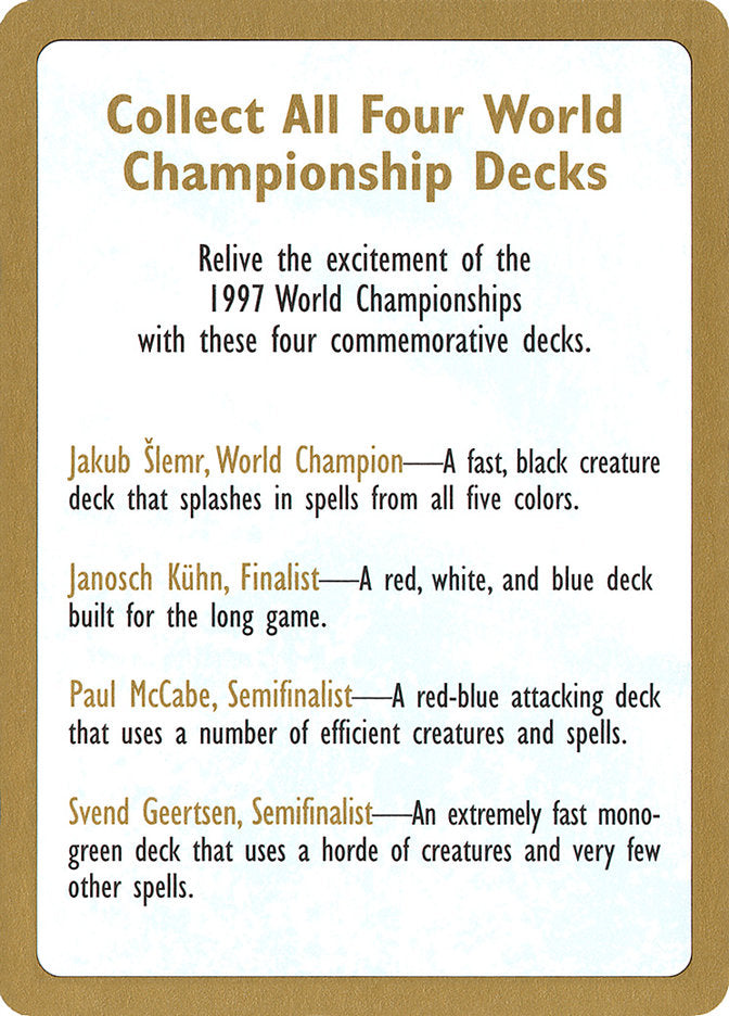 1997 World Championships Ad [World Championship Decks 1997] | Gaming Infinity