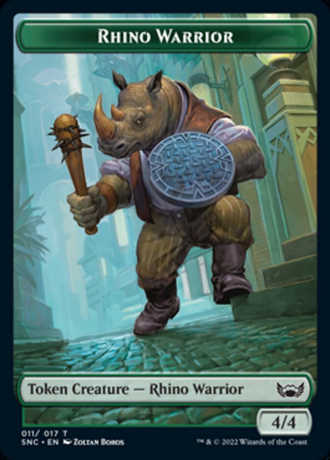 Cat // Rhino Warrior Double-sided Token [Streets of New Capenna Tokens] | Gaming Infinity