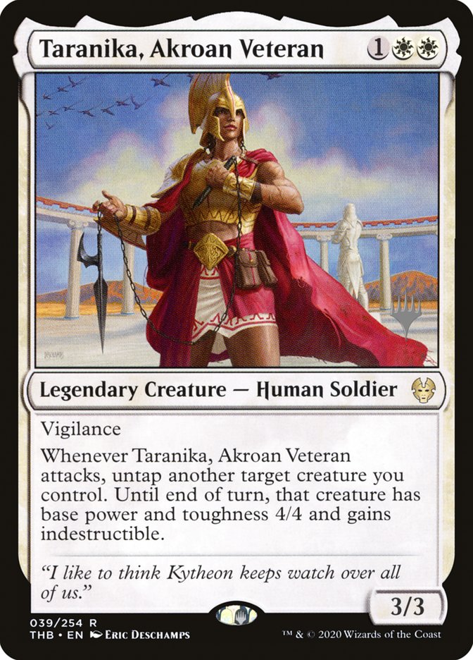 Taranika, Akroan Veteran (Promo Pack) [Theros Beyond Death Promos] | Gaming Infinity