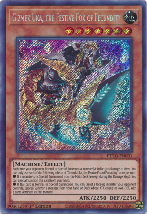 Gizmek Uka, the Festive Fox of Fecundity [ETCO-EN031] Secret Rare | Gaming Infinity