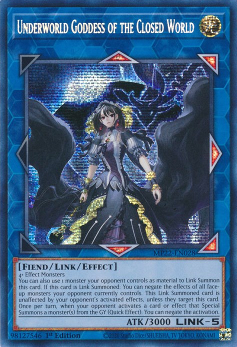 Underworld Goddess of the Closed World [MP22-EN028] Prismatic Secret Rare | Gaming Infinity