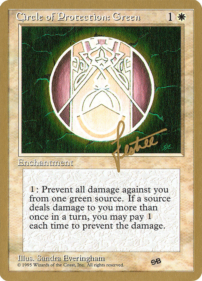 Circle of Protection: Green (Bertrand Lestree) (SB) (4ED) [Pro Tour Collector Set] | Gaming Infinity