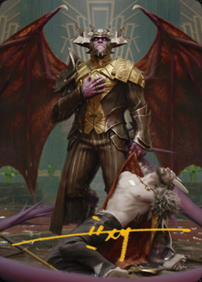 Ob Nixilis, the Adversary 1 Art Card (Gold-Stamped Signature) [Streets of New Capenna Art Series] | Gaming Infinity