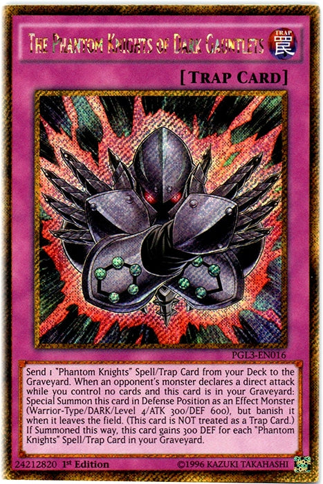 The Phantom Knights of Dark Gauntlets [PGL3-EN016] Gold Secret Rare | Gaming Infinity