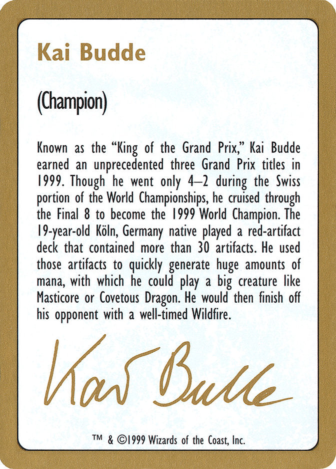 Kai Budde Bio [World Championship Decks 1999] | Gaming Infinity