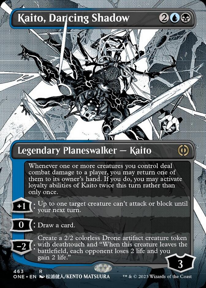 Kaito, Dancing Shadow (Borderless Manga Step-and-Compleat Foil) [Phyrexia: All Will Be One] | Gaming Infinity