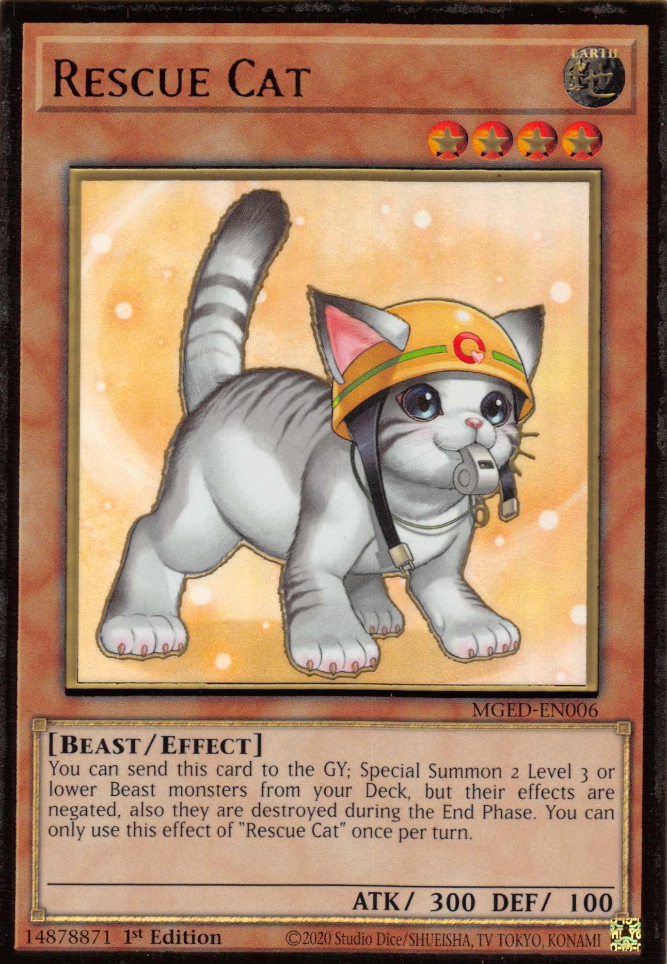 Rescue Cat (Alternate Art) [MGED-EN006] Gold Rare | Gaming Infinity