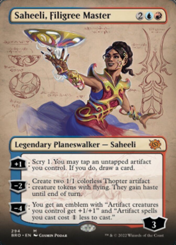 Saheeli, Filigree Master (Borderless Alternate Art) [The Brothers' War] | Gaming Infinity