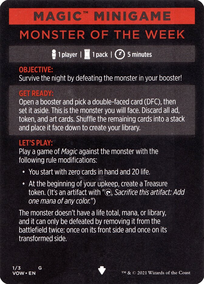 Monster of The Week (Magic Minigame) [Innistrad: Crimson Vow Minigame] | Gaming Infinity