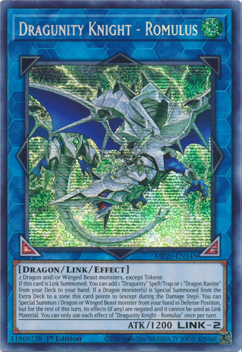 Dragunity Knight - Romulus [MP20-EN145] Prismatic Secret Rare | Gaming Infinity