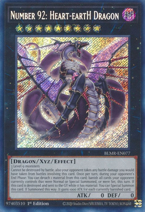 Number 92: Heart-eartH Dragon [BLMR-EN077] Secret Rare | Gaming Infinity